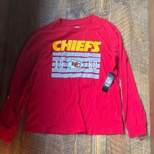 NFL Kansas City Chiefs Red Long Sleeve Tee with Yellow Logo